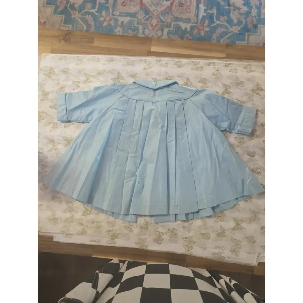 Vintage Pleated 1950s Baby Coat 6 Mos Blue